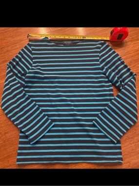 Saint James Long Sleeve Striped Tee - Blue & Turqoise